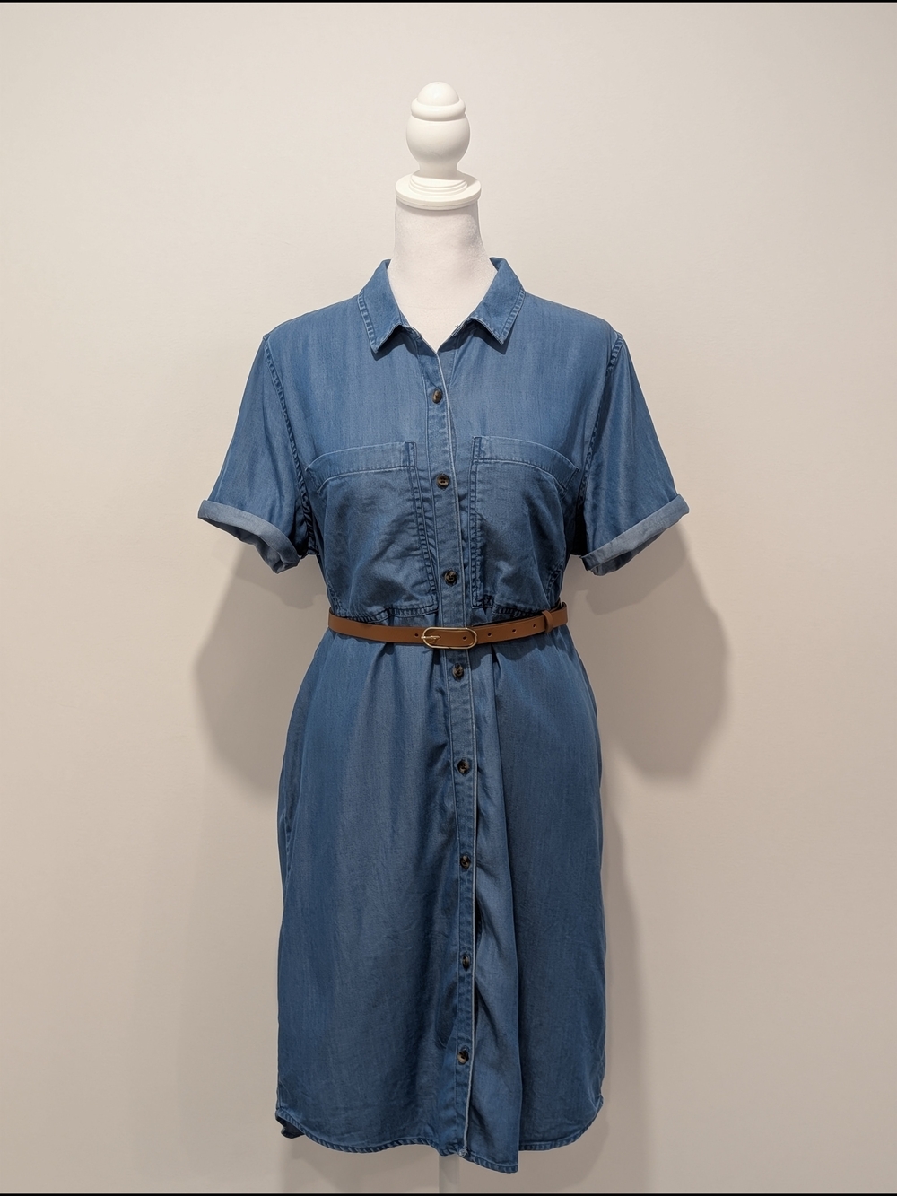 Simons Twik Denim Button-Front Shirt Dress - Light Blue Wash